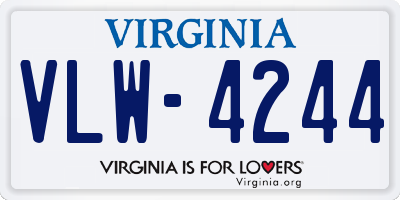 VA license plate VLW4244