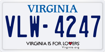 VA license plate VLW4247