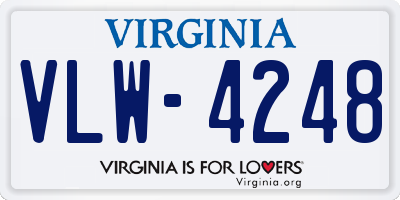 VA license plate VLW4248