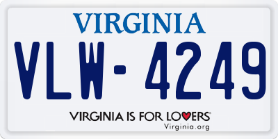 VA license plate VLW4249