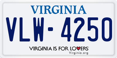 VA license plate VLW4250