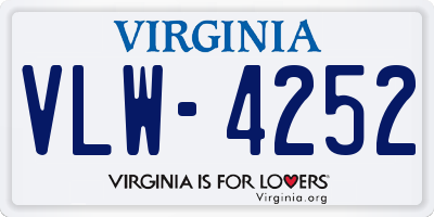 VA license plate VLW4252