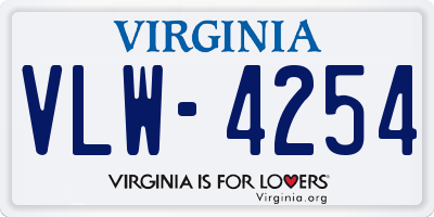 VA license plate VLW4254