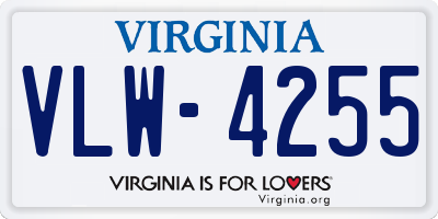 VA license plate VLW4255