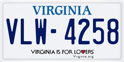 VA license plate VLW4258