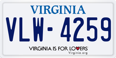 VA license plate VLW4259