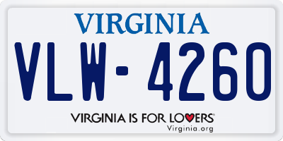 VA license plate VLW4260