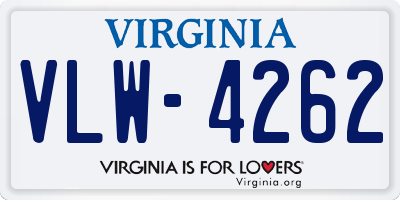 VA license plate VLW4262