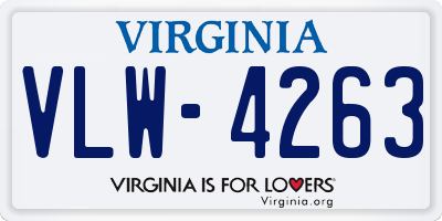 VA license plate VLW4263