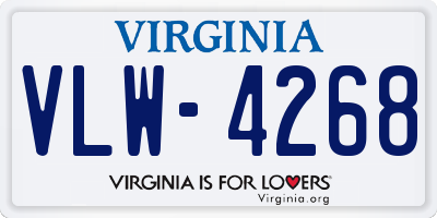 VA license plate VLW4268