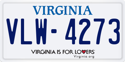 VA license plate VLW4273