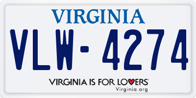 VA license plate VLW4274