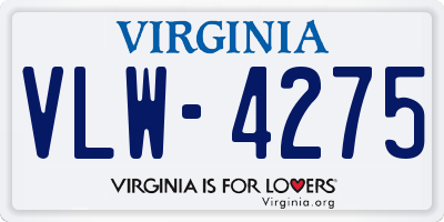 VA license plate VLW4275