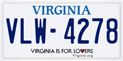 VA license plate VLW4278