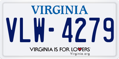 VA license plate VLW4279