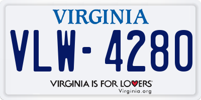 VA license plate VLW4280