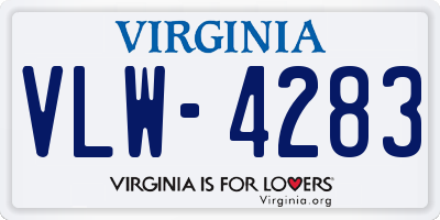 VA license plate VLW4283