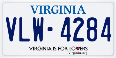 VA license plate VLW4284