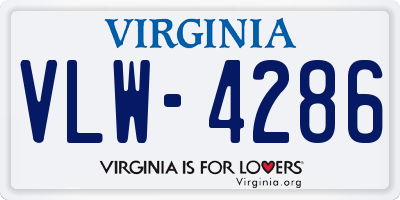 VA license plate VLW4286