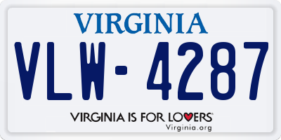 VA license plate VLW4287