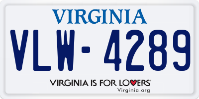 VA license plate VLW4289