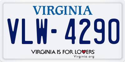 VA license plate VLW4290