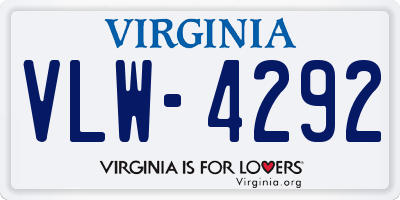 VA license plate VLW4292