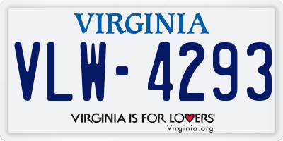 VA license plate VLW4293