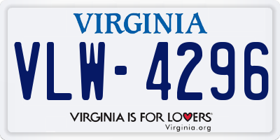 VA license plate VLW4296