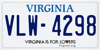 VA license plate VLW4298