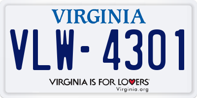 VA license plate VLW4301