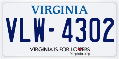 VA license plate VLW4302