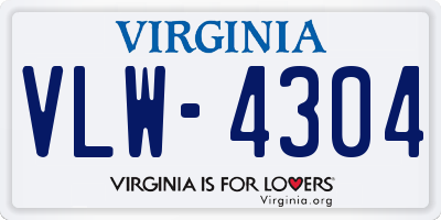 VA license plate VLW4304