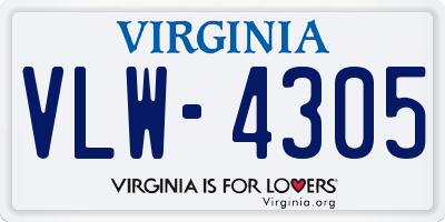 VA license plate VLW4305