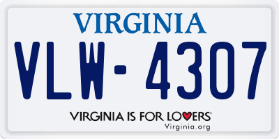 VA license plate VLW4307