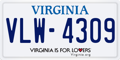 VA license plate VLW4309