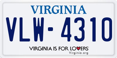 VA license plate VLW4310