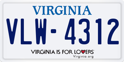 VA license plate VLW4312