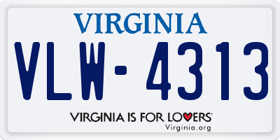 VA license plate VLW4313