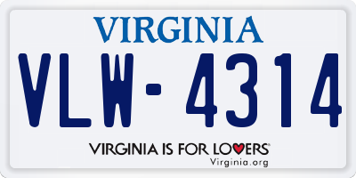 VA license plate VLW4314