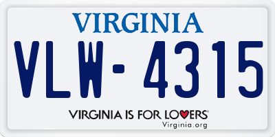 VA license plate VLW4315