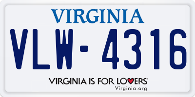 VA license plate VLW4316