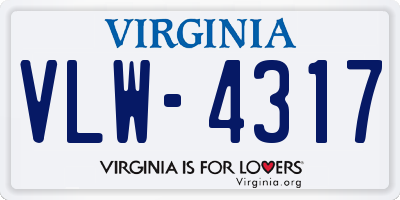 VA license plate VLW4317