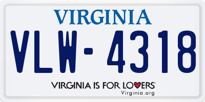 VA license plate VLW4318