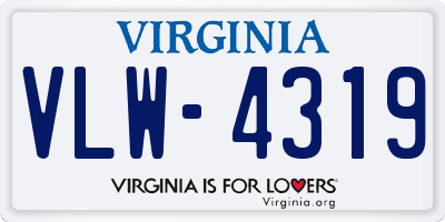 VA license plate VLW4319