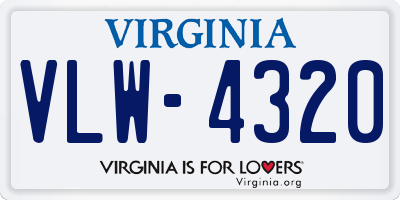 VA license plate VLW4320