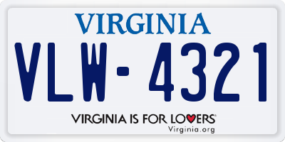 VA license plate VLW4321