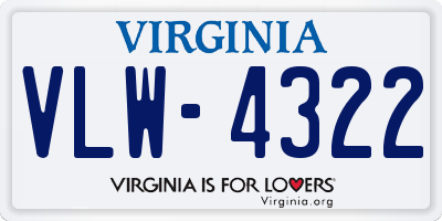 VA license plate VLW4322