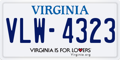 VA license plate VLW4323