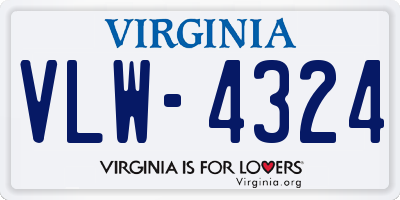 VA license plate VLW4324